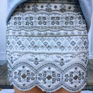 Club Monaco Beaded Mini Skirt, Scalloped Hem